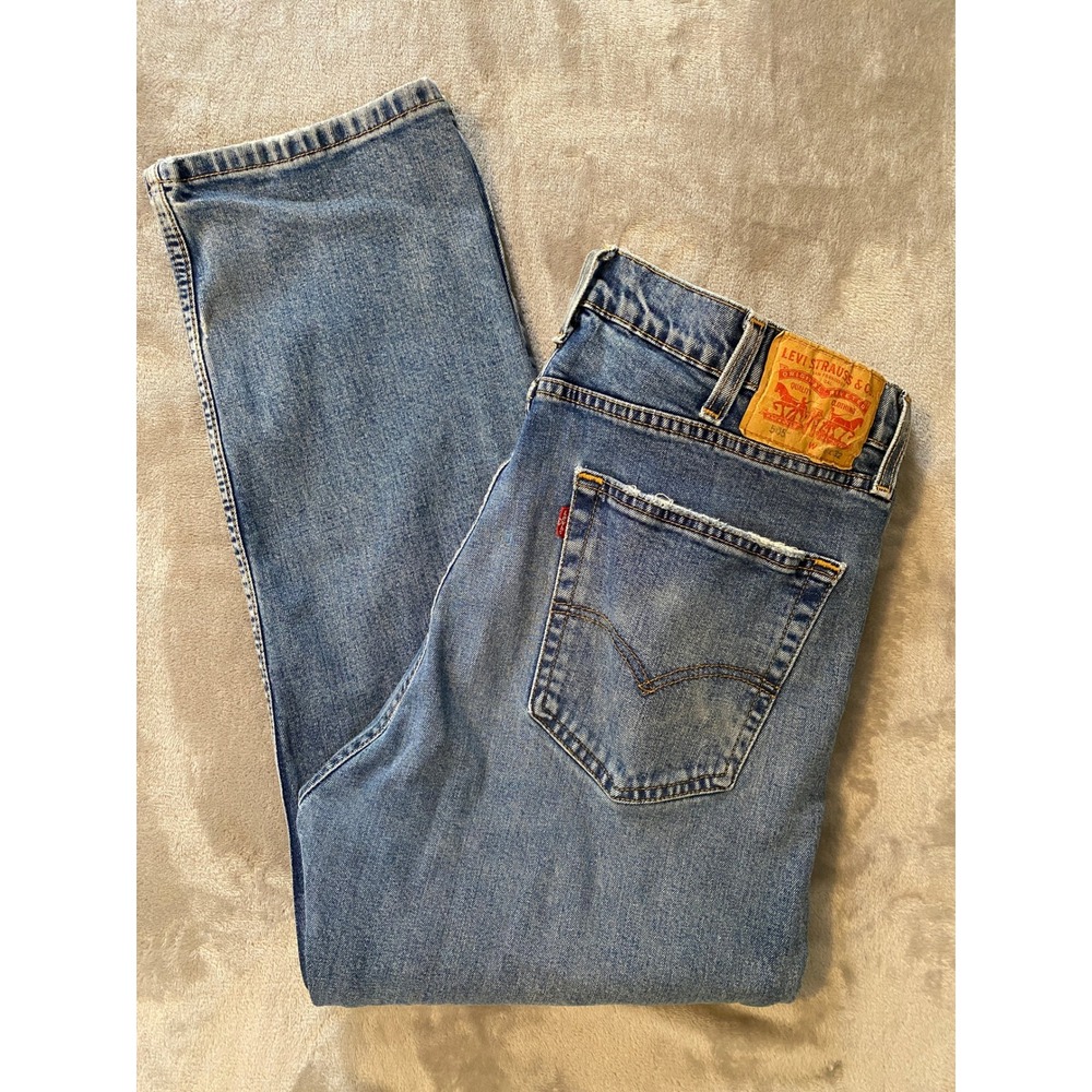 Levis Jeans 38x32 Blue 505 Regular Fit Straight Leg Medium Wash Denim Streetwear